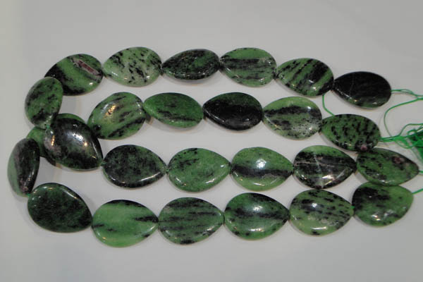 CRZ490 15.5 inches 22*30mm flat teardrop ruby zoisite gemstone beads