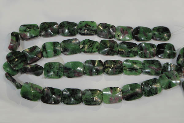 CRZ495 15.5 inches 18*22mm wavy rectangle ruby zoisite gemstone beads
