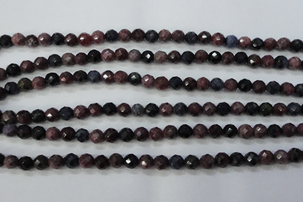 CRZ511 15.5 inches 6mm faceted round natural ruby sapphire beads