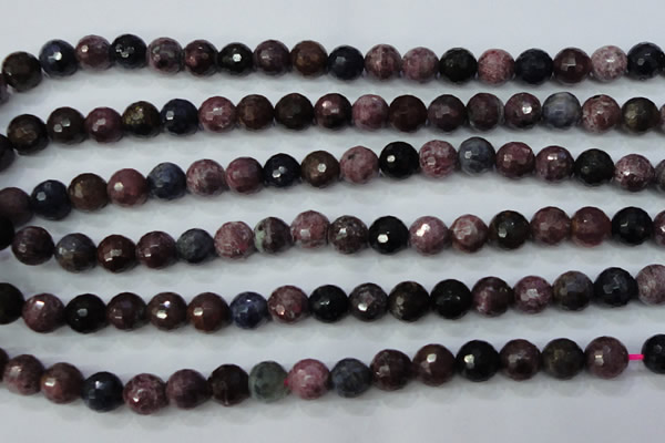 CRZ512 15.5 inches 8mm faceted round natural ruby sapphire beads