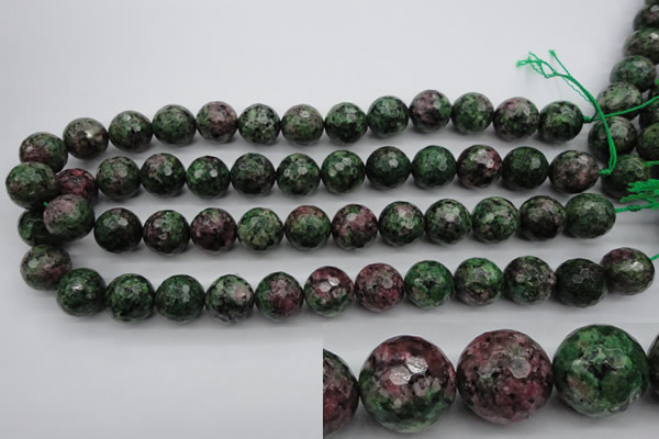 CRZ553 15.5 inches 15mm faceted round Chinese ruby zoisite beads