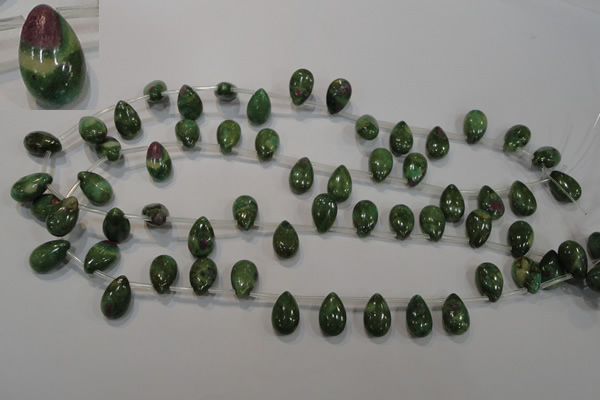 CRZ649 Top-drilled 9*14mm flat teardrop New ruby zoisite gemstone beads