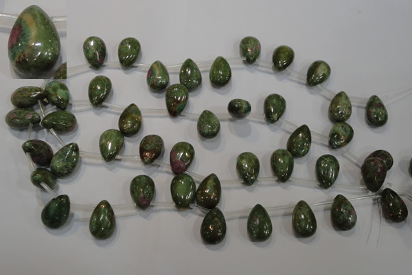 CRZ650 Top-drilled 12*18mm flat teardrop New ruby zoisite gemstone beads