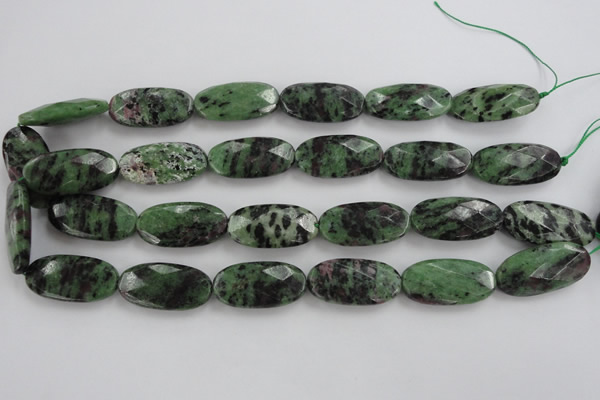 CRZ711 15 inches 15*30mm faceted oval ruby zoisite gemstone beads