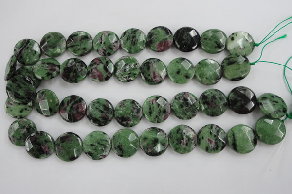 CRZ716 15 inches 20mm faceted coin ruby zoisite gemstone beads