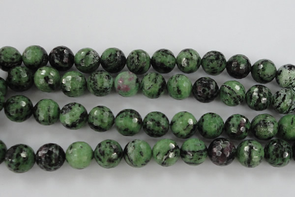 CRZ734 15.5 inches 14mm faceted round ruby zoisite gemstone beads