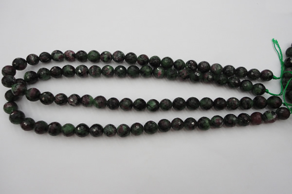 CRZ740 15.5 inches 9mm faceted round ruby zoisite gemstone beads