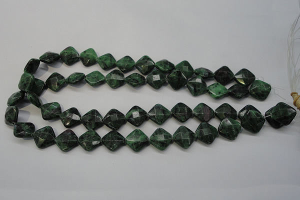 CRZ75 15.5 inches 14*14mm faceted diamond ruby zoisite gemstone beads