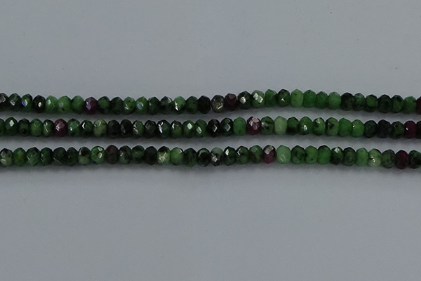 CRZ752 15.5 inches 3*5mm faceted rondelle ruby zoisite beads