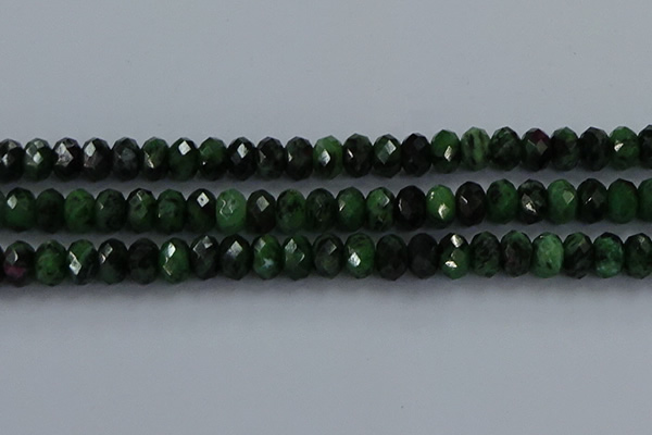 CRZ755 15.5 inches 6*10mm faceted rondelle ruby zoisite beads