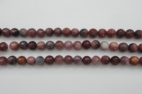 CRZ852 15.5 inches 8mm faceted round natural ruby gemstone beads