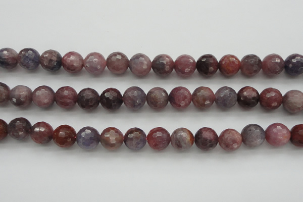 CRZ854 15.5 inches 10mm faceted round natural ruby gemstone beads