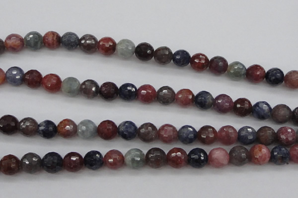 CRZ882 15.5 inches 8mm faceted round natural ruby sapphire beads
