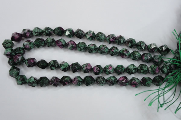 CRZ904 15.5 inches 12mm faceted nuggets Chinese ruby zoisite beads