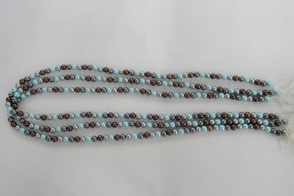 CSB1000 15.5 inches 4mm round mixed color shell pearl beads