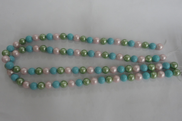 CSB1034 15.5 inches 8mm round mixed color shell pearl beads
