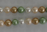 CSB1039 15.5 inches 8mm round mixed color shell pearl beads