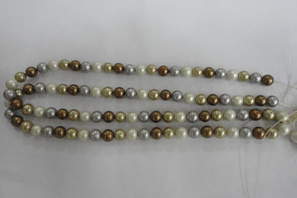 CSB1041 15.5 inches 8mm round mixed color shell pearl beads