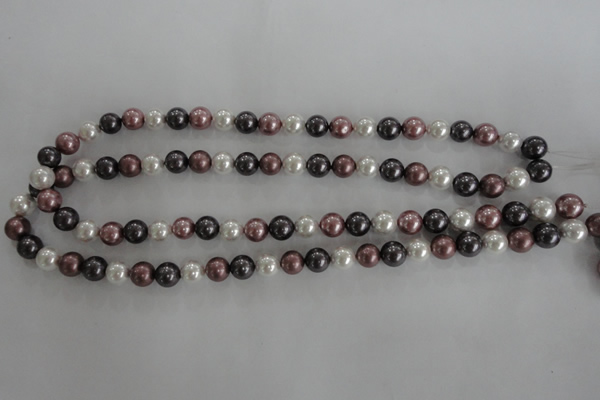 CSB1045 15.5 inches 8mm round mixed color shell pearl beads
