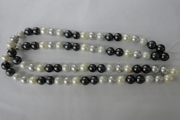 CSB1051 15.5 inches 10mm round mixed color shell pearl beads