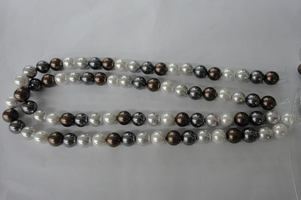 CSB1054 15.5 inches 10mm round mixed color shell pearl beads