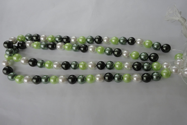 CSB1060 15.5 inches 10mm round mixed color shell pearl beads
