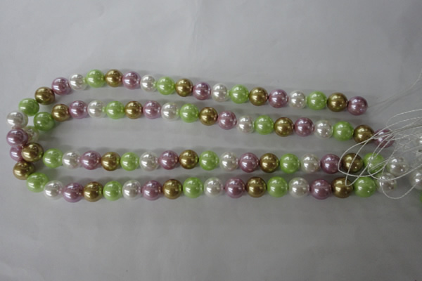 CSB1063 15.5 inches 10mm round mixed color shell pearl beads