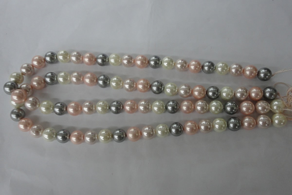 CSB1066 15.5 inches 10mm round mixed color shell pearl beads