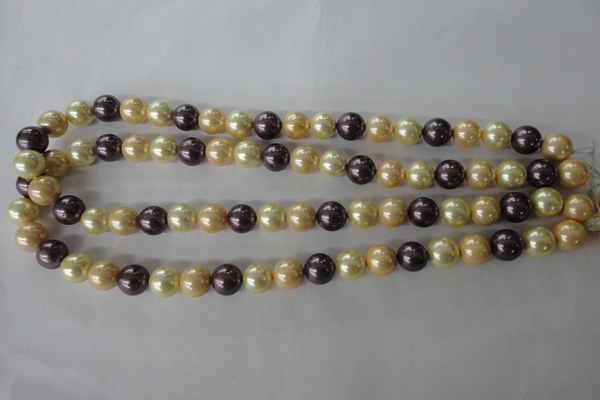 CSB1072 15.5 inches 10mm round mixed color shell pearl beads