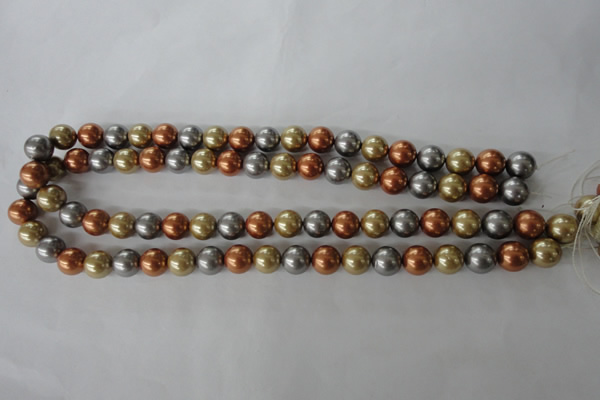 CSB1074 15.5 inches 10mm round mixed color shell pearl beads