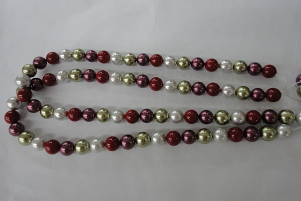CSB1075 15.5 inches 10mm round mixed color shell pearl beads
