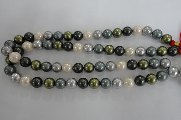 CSB1086 15.5 inches 12mm round mixed color shell pearl beads