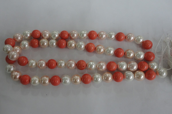 CSB1096 15.5 inches 12mm round mixed color shell pearl beads
