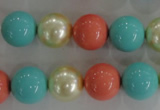 CSB1097 15.5 inches 12mm round mixed color shell pearl beads