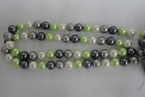 CSB1105 15.5 inches 12mm round mixed color shell pearl beads