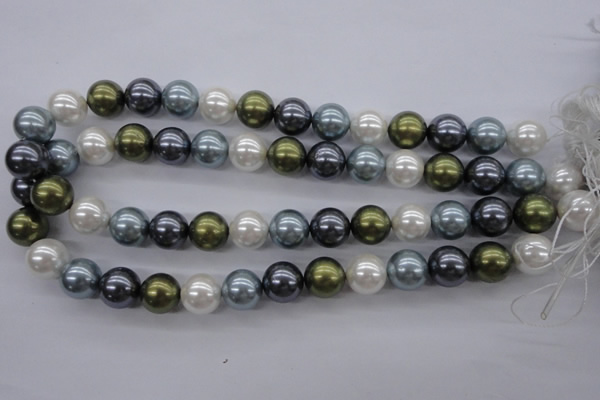 CSB1124 15.5 inches 14mm round mixed color shell pearl beads