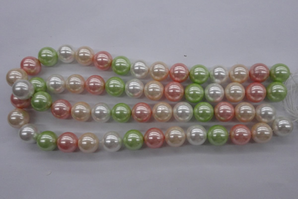 CSB1136 15.5 inches 14mm round mixed color shell pearl beads