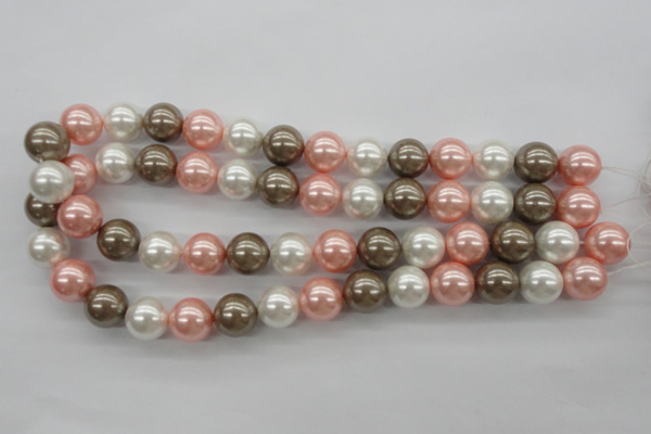 CSB1137 15.5 inches 14mm round mixed color shell pearl beads