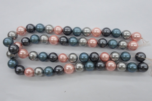 CSB1139 15.5 inches 14mm round mixed color shell pearl beads
