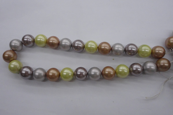 CSB1155 15.5 inches 16mm round mixed color shell pearl beads