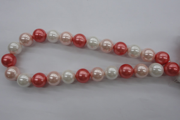 CSB1157 15.5 inches 16mm round mixed color shell pearl beads