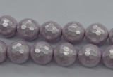 CSB1181 15.5 inches 8mm faceted round shell pearl beads