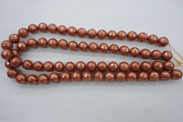 CSB1196 15.5 inches 12mm faceted round shell pearl beads