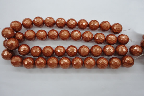 CSB1199 15.5 inches 18mm faceted round shell pearl beads