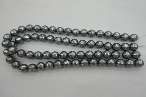 CSB1202 15.5 inches 12mm faceted round shell pearl beads