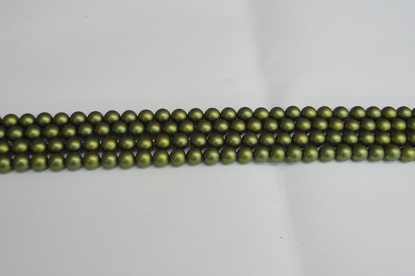 CSB1395 15.5 inches 4mm matte round shell pearl beads wholesale