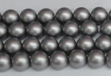 CSB1440 15.5 inches 4mm matte round shell pearl beads wholesale