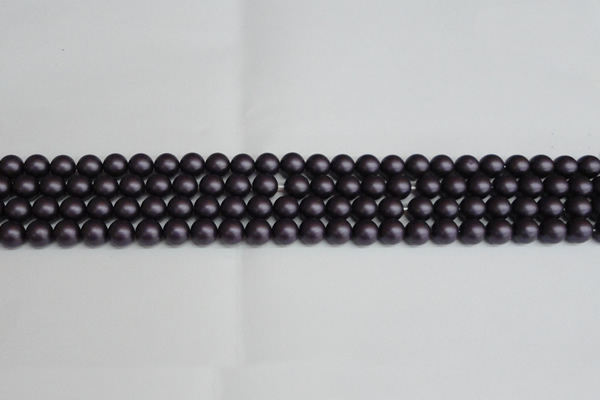 CSB1445 15.5 inches 4mm matte round shell pearl beads wholesale