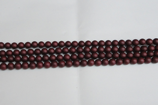 CSB1450 15.5 inches 4mm matte round shell pearl beads wholesale