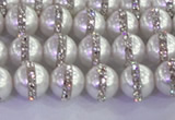 CSB1500 15.5 inches 6mm round shell pearl with rhinestone beads